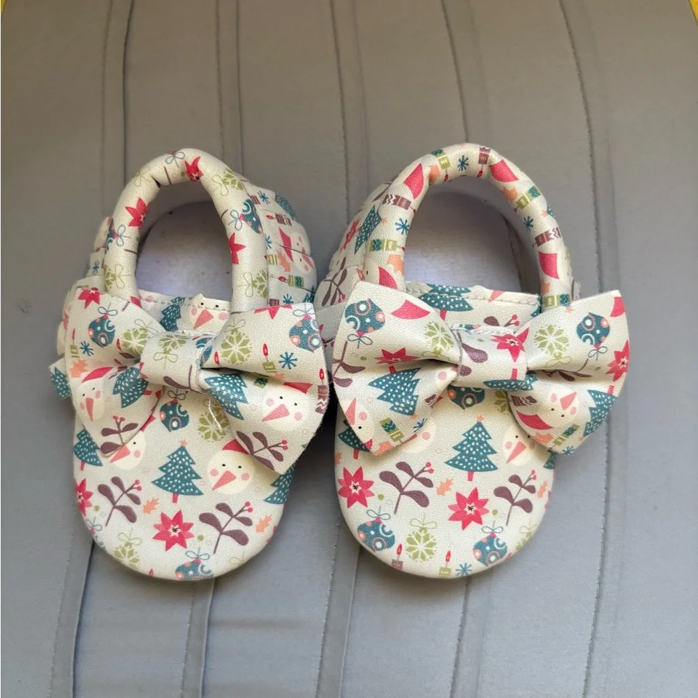 Baby Moccasin Holiday Shoes with Bow